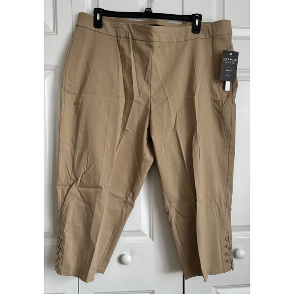 ZAC & RACHEL WOMEN'S PANTS CAPRI CHINO SLIM CROP SIZE 22W PULLOVER STRETCH 037 - Picture 2 of 6